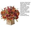 Künstlicher Rosenblütenstrauß Realistischer Gemischter Falscher Rosen Dahlien Chrysanthemen Kugelblumen für Hochzeit Brautsträuße Tischdekorationen Babyparty