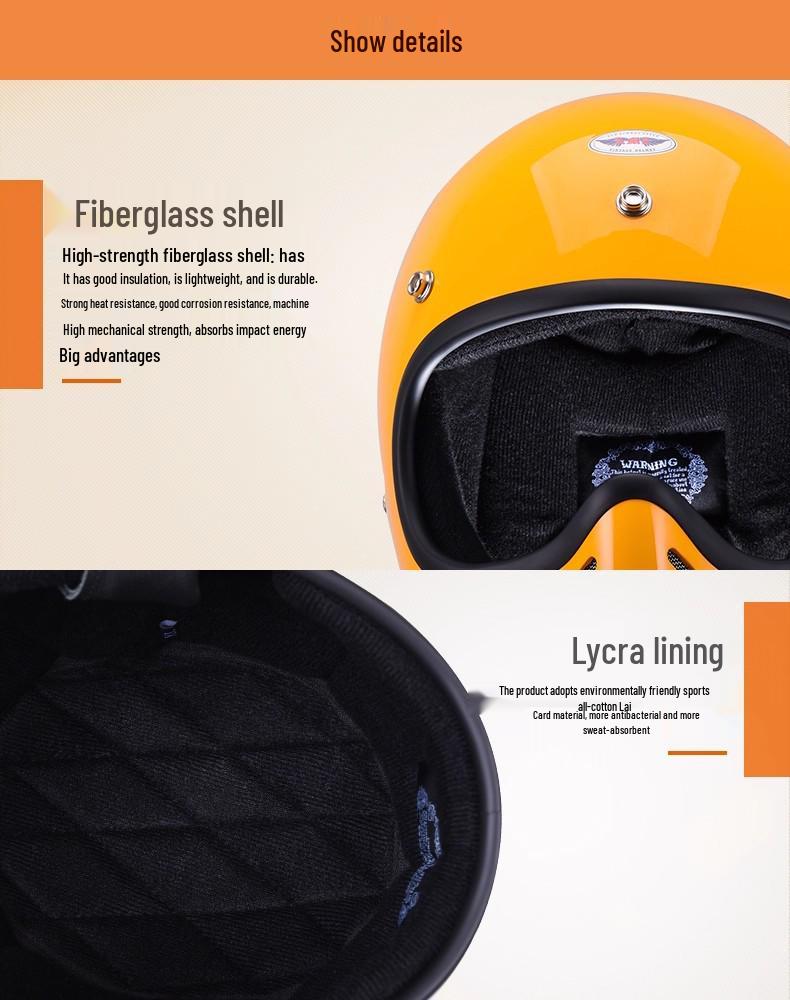 Retro Japanese Cruiser Fiberglass Full Face Motorcycle Helmet