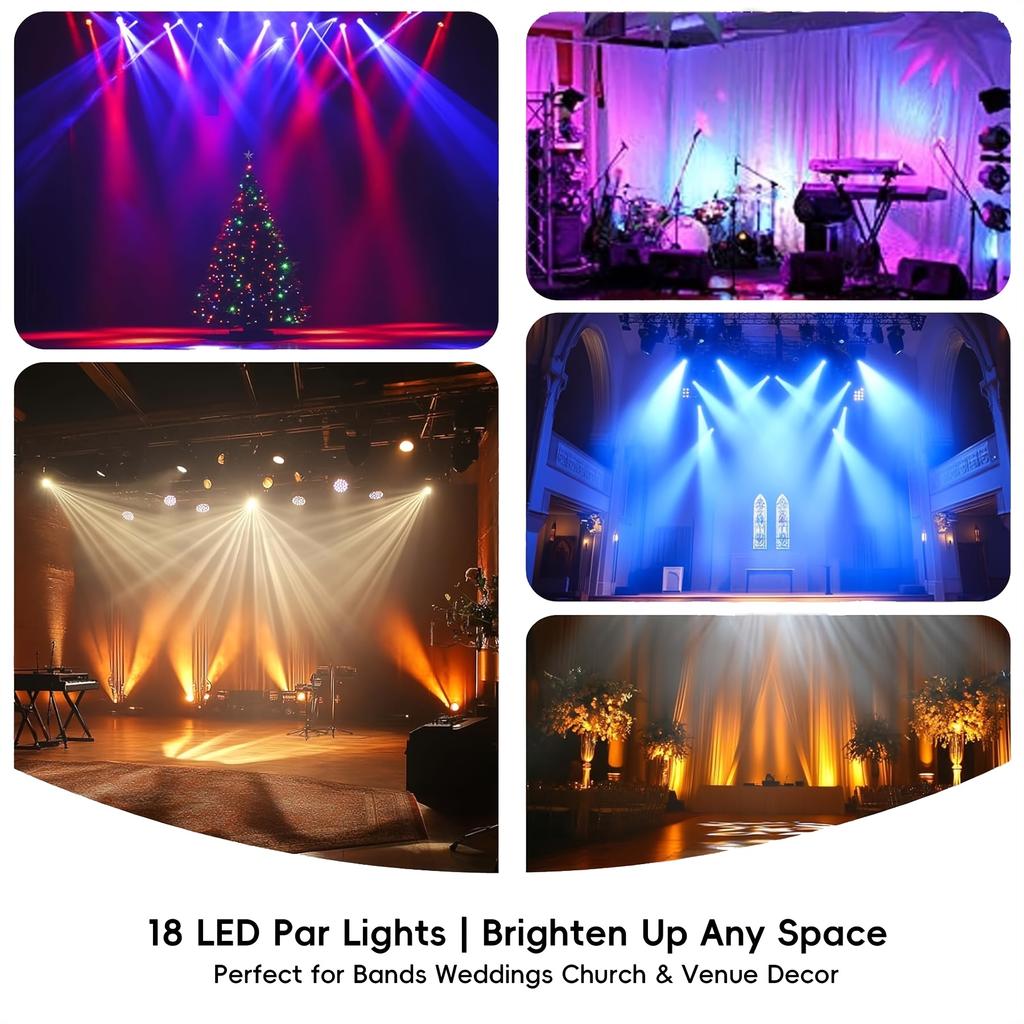USB 5V 18LED RGB Stage Par Light With Remote Control Sound Activated Multicolor Uplight For Family Party Pub Club Disco Decor