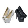 Spring and Autumn Fine Heel Super High Heel Waterproof Table Fish Mouth Women's Shoes Single Shoes Woven Plaid Women's Shoes