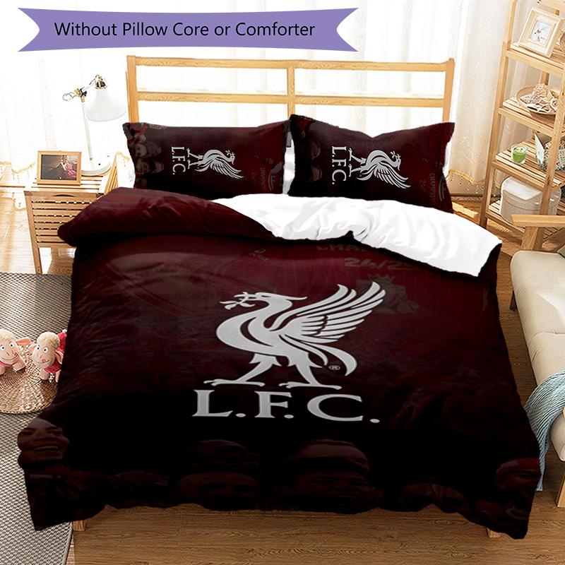 3 pièces L-Liverpool (6) Ensemble de housses de couette - Literie imprimée HD avec 1 housse et 2 taies d'oreiller - Parfait pour la décoration de la maison et des dortoirs