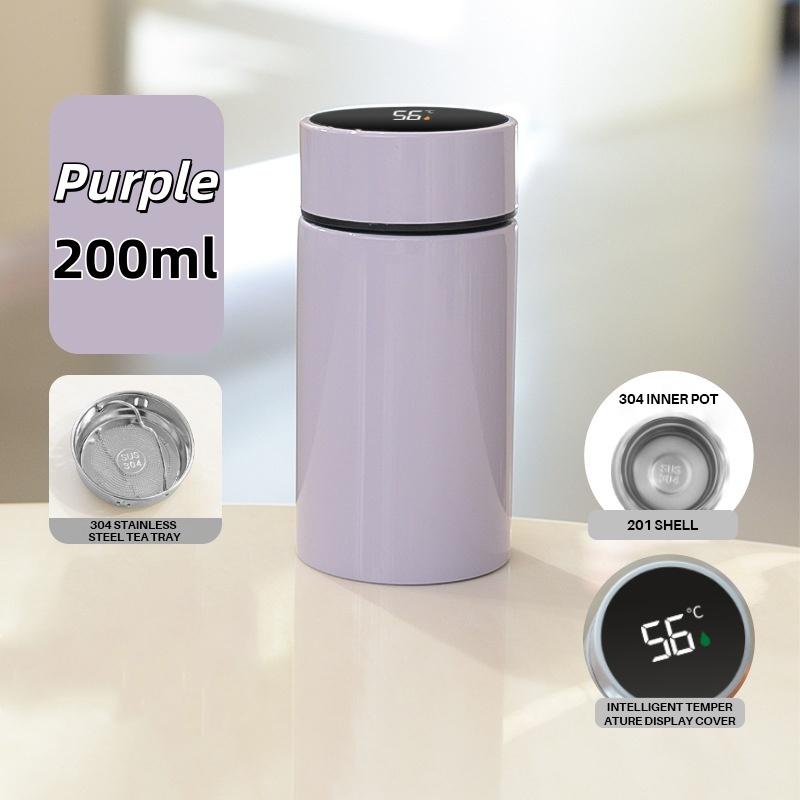 

1pcs 200ml Smart Thermos Water Bottle Stainless Steel Double Layer Vacuum Insulation Cap Portable Outdoor Sports Camping Cups 200ML