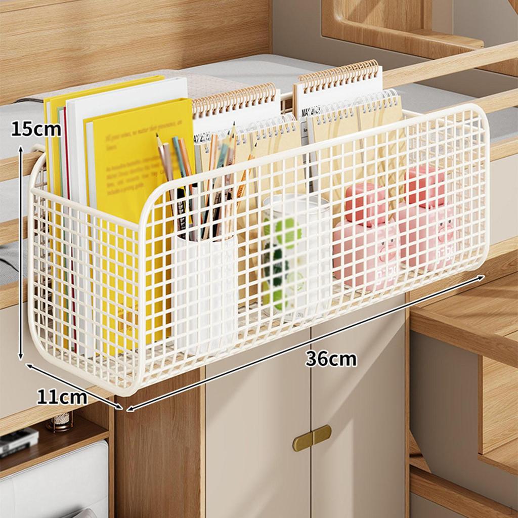Hanging Storage Basket Bunk Bed Organizer Bedside Shelf Rails Office for Kids Adults Metal Multi