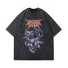 Harajuku Street Trendy Brand Vintage T-Shirt Dark Cartoon Print Washing Water Old Cotton Short-Sleeved T-Shirt Men'S Loose
