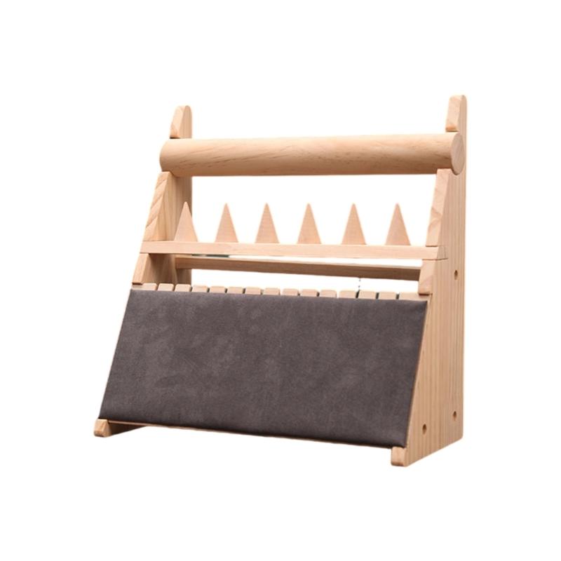 Elegant Wood Rings Holder Necklace Display Stand Fashionable Jewelry Display Rack Wood Texture for Jewelry Organization