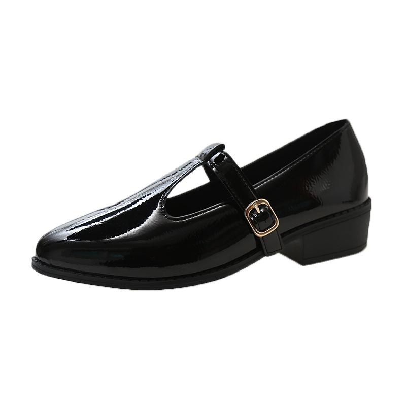 

Женские ленивые туфли большого размера на низком толстом каблуке, маленькие кожаные туфли для весны и осени 43