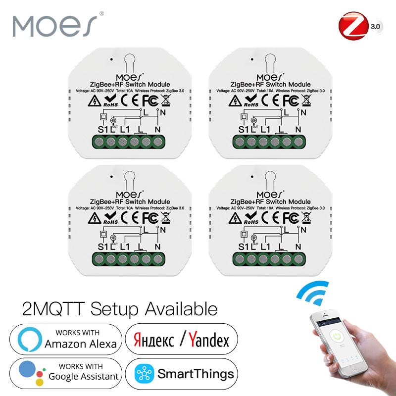 MOES Mini Smartlife Wireless Remote Tuya Zigbee 3.0 RF 433 Smart Wall Light Switch Relay Module