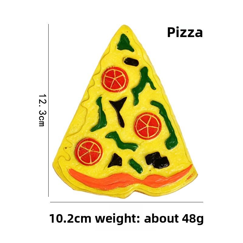 Pet Toy Simulated Pizza, Hot Dog, Hamburger, French Fries Toy, Teething Toy, Durable and Chewable Toy with Sound Output for Dogs Pizza