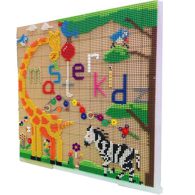 Peg Beads Wall Toy: Interactive Wooden Blocks & Wall Decoration Game for Kindergarten.