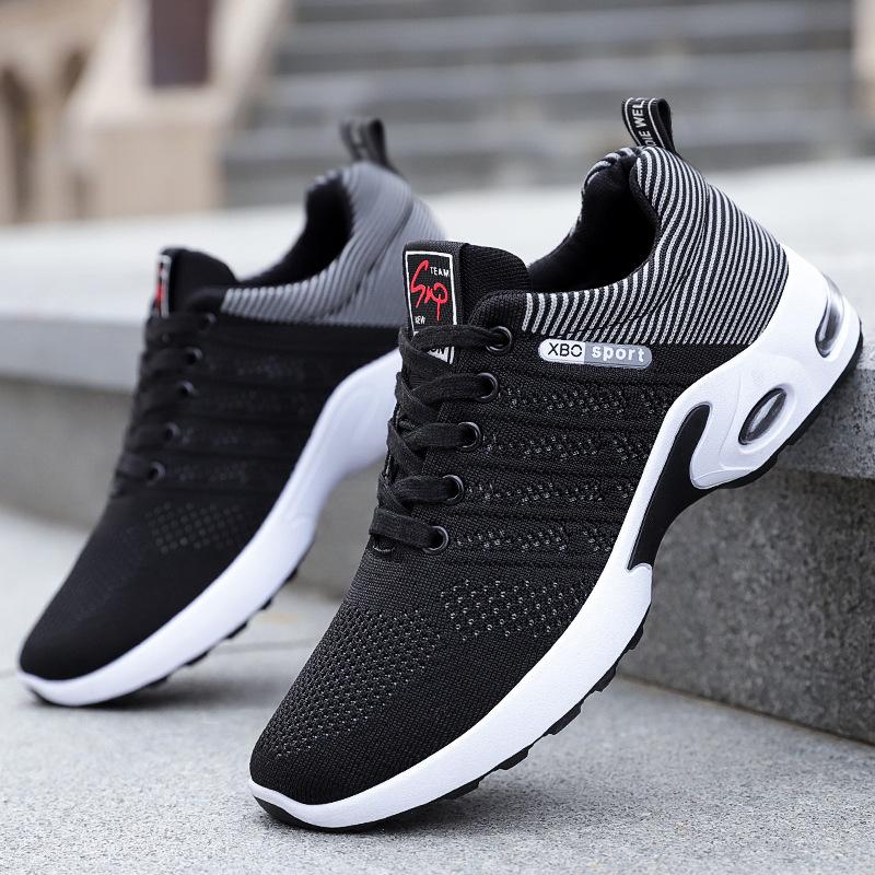 Changfengshu Men's Shoes Large-size Processing Custom Fly-woven Breathable Sports Shoes Lightweight Soft-soled Running Shoes Shallow-mouth Air Cush
