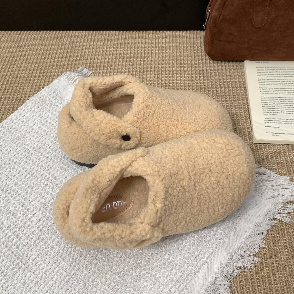 Queen Fan French thick-soled fluffy slippers for women's wear 2025 new autumn and winter heightening retro bag head slippers