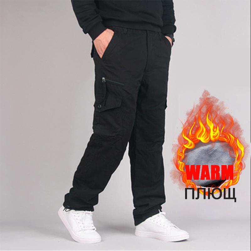 Men's Winter Plus Velvet Multi-Pocket Casual Work Pants - Trendy, Large Size, Thick Fat Trousers