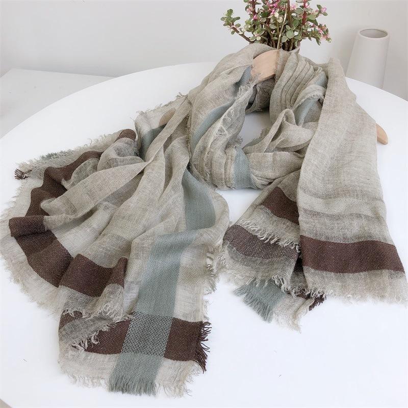 Autumn And Winter  Wool Acrylic Blend Scarfs For Ladies 100*200 Checkered Turbansfor Women