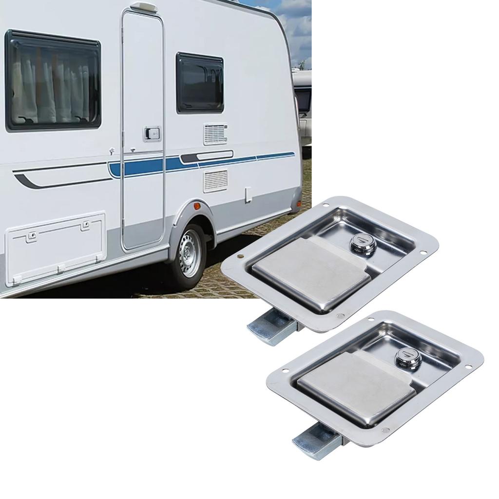 2 Pcs Toolbox Handle Latch Stainless Steel Waterproofing with Key Trailer Paddle Door Latch for Motorhome 140 X 108mm