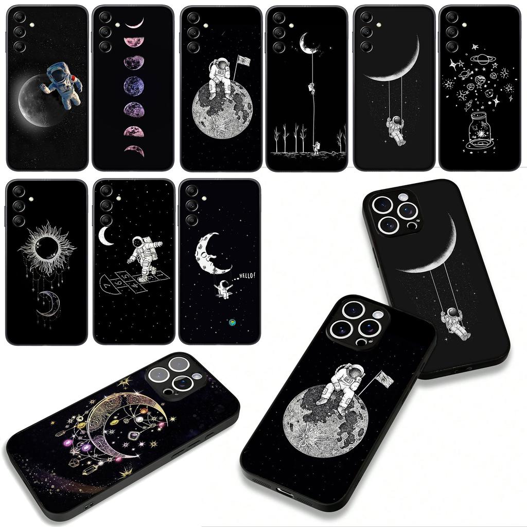 Astronaut Moon Stars Sky Phone Cover for Samsung Galaxy A36 A17 A26 A07 A35 A54 A53 A13 A33 A34 S8 S9 S20 S21 FE S10 Plus Case