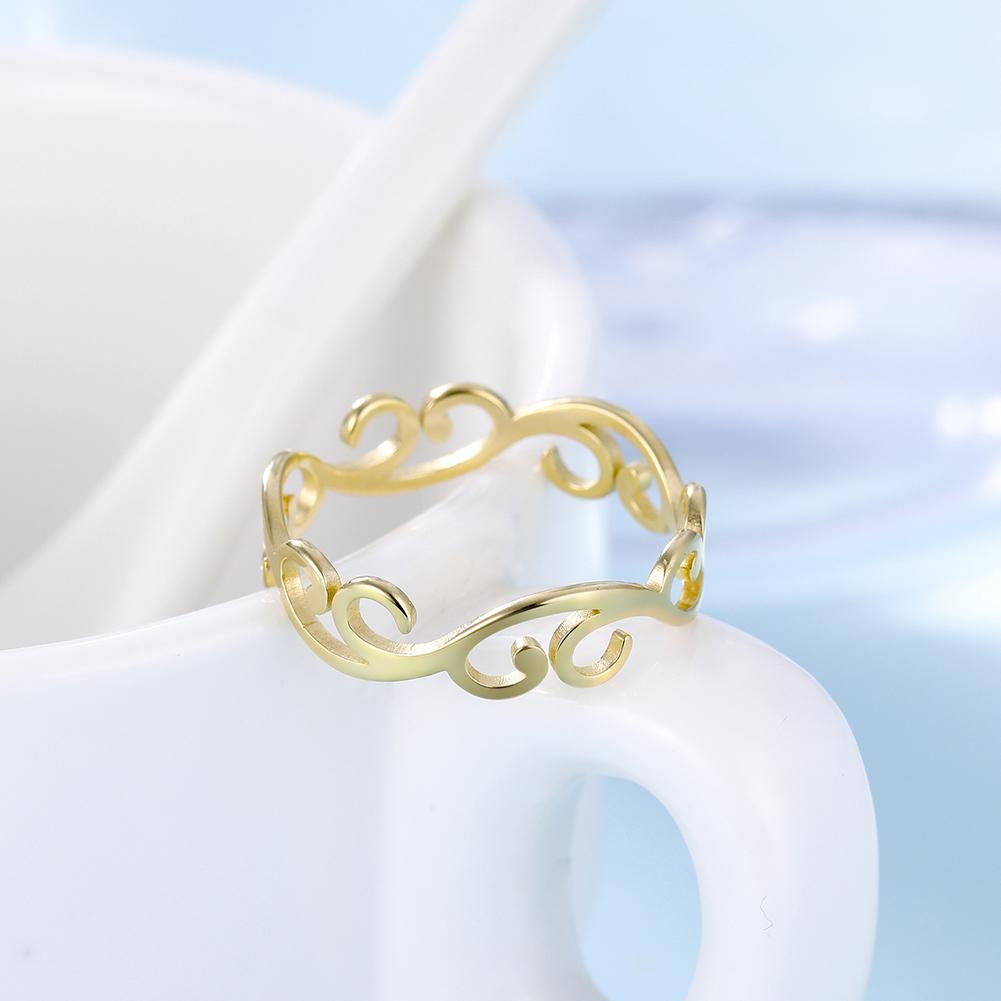 Vintage Filigree Flower Ring Women Girls Stainless Steel Romantic Gold Color Casual Rings Jewelry Anniversary Gift