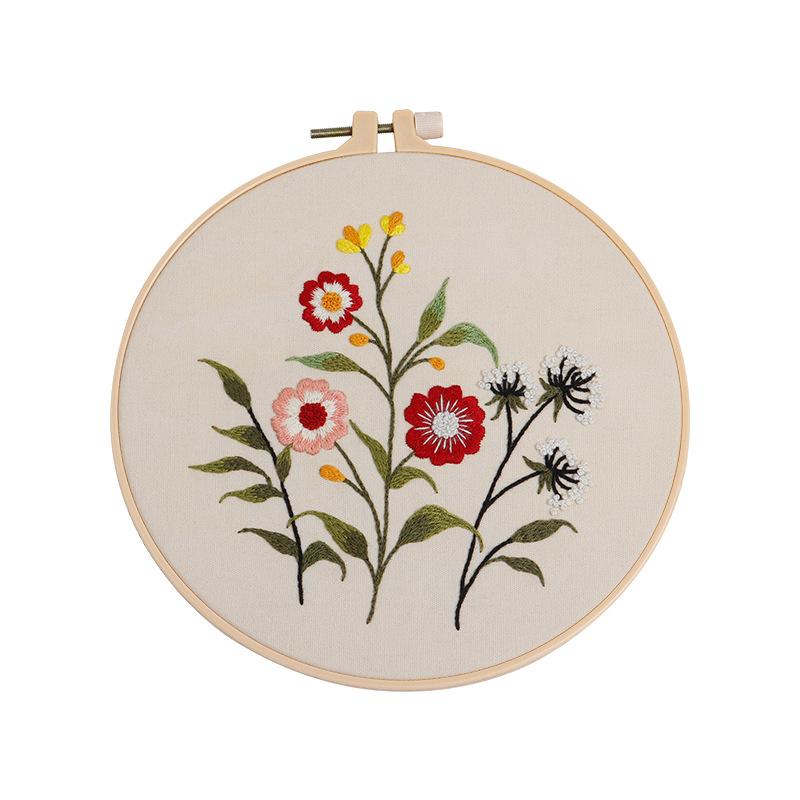 DIY Handbestickungs-Materialtasche, Duftende Blumen und Pflanzen, Frisches Europäisches Nadel- und Fadenset