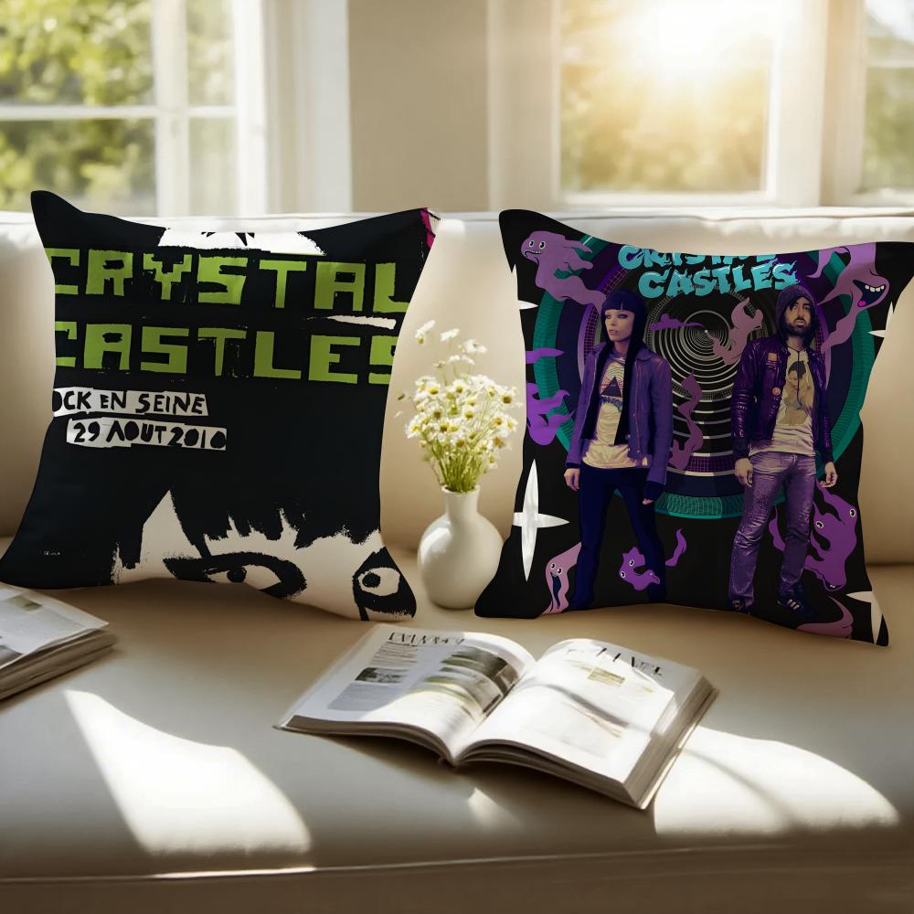Synth Dark Canadian Band CCrystal Castles Cushion Cover Pillowcase Antidustmite Invisible Zipper Short Plush Sofa Cushion