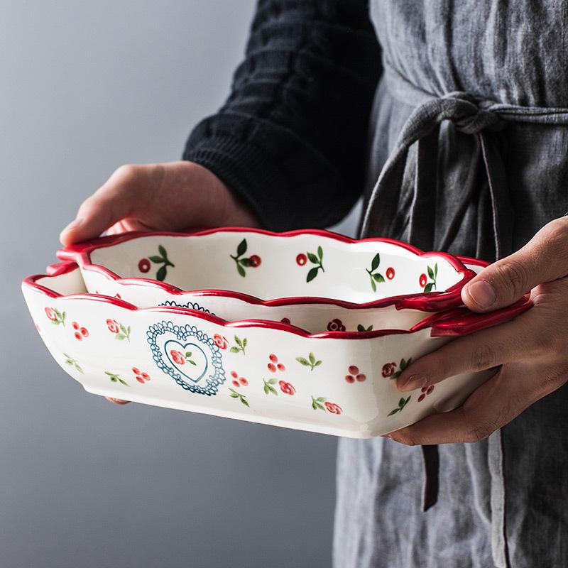 Ceramic Rectangular Baking Tray for Cheese & Rice - Microwave Safe