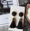 1Pair Bohemian Long Drop Vintage For Women Bright Brick  Flower Long Tassel Drop Earrings Dangle