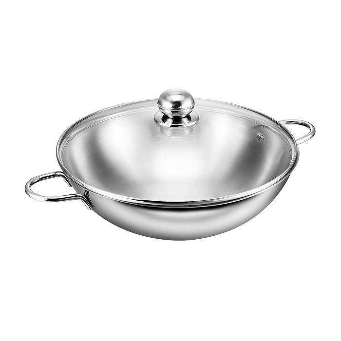 RVS Wok - KOPF - Josie - Ø 32 cm - Glazen Deksel - Inductie Compatibel