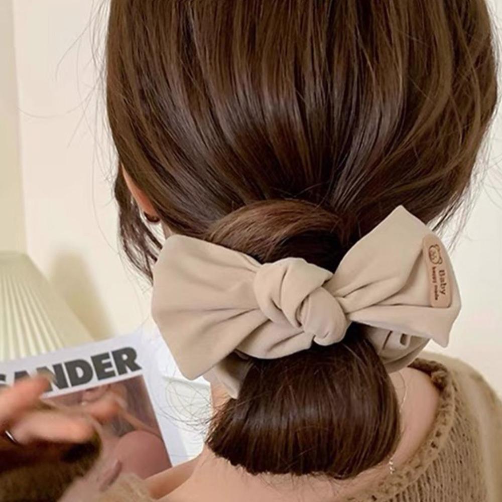 Ruffle Puff Hair Loop Vintage Bow Ponytail Strap Fashion Korean Headwear  for Meatball Head