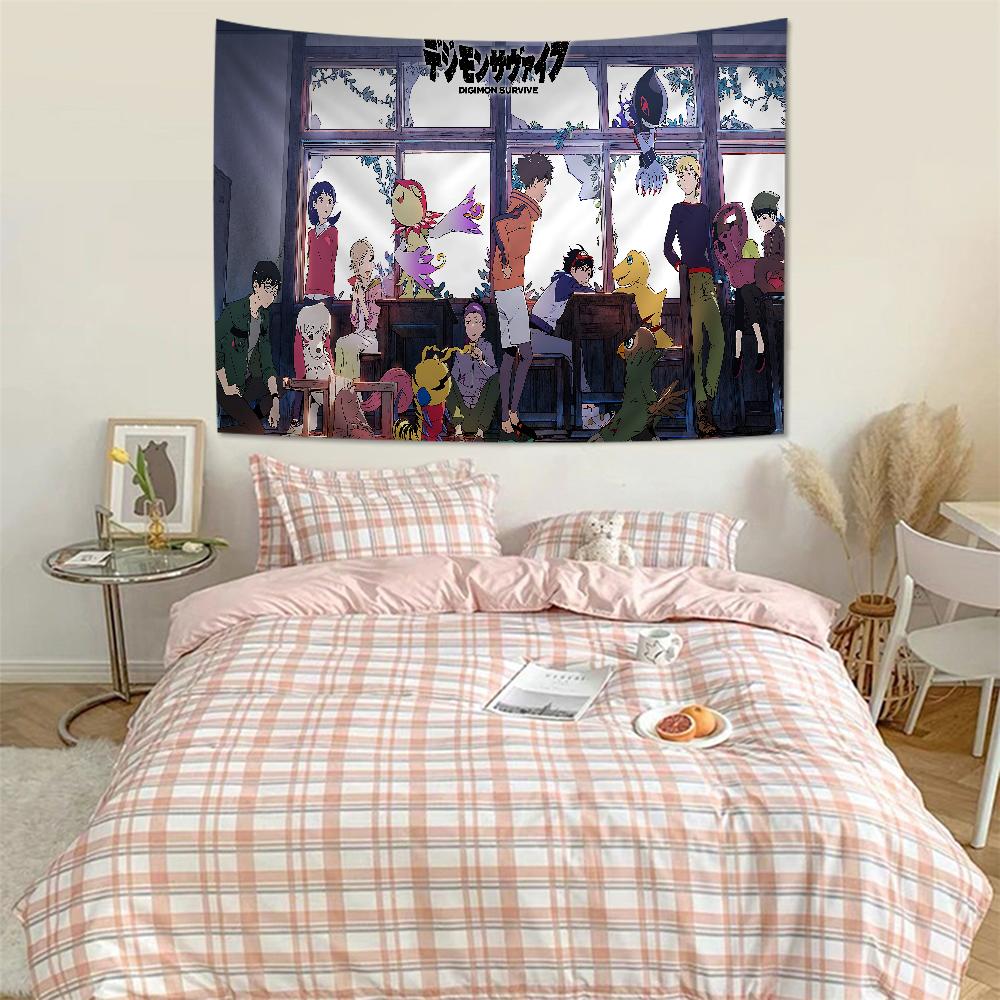 DDigimonS CARTOON Buntes Wandbehang-Gobelin Günstiger Hippie-Wandbehang Böhmische Wandteppiche Mandala-Wandbehang-Blätter
