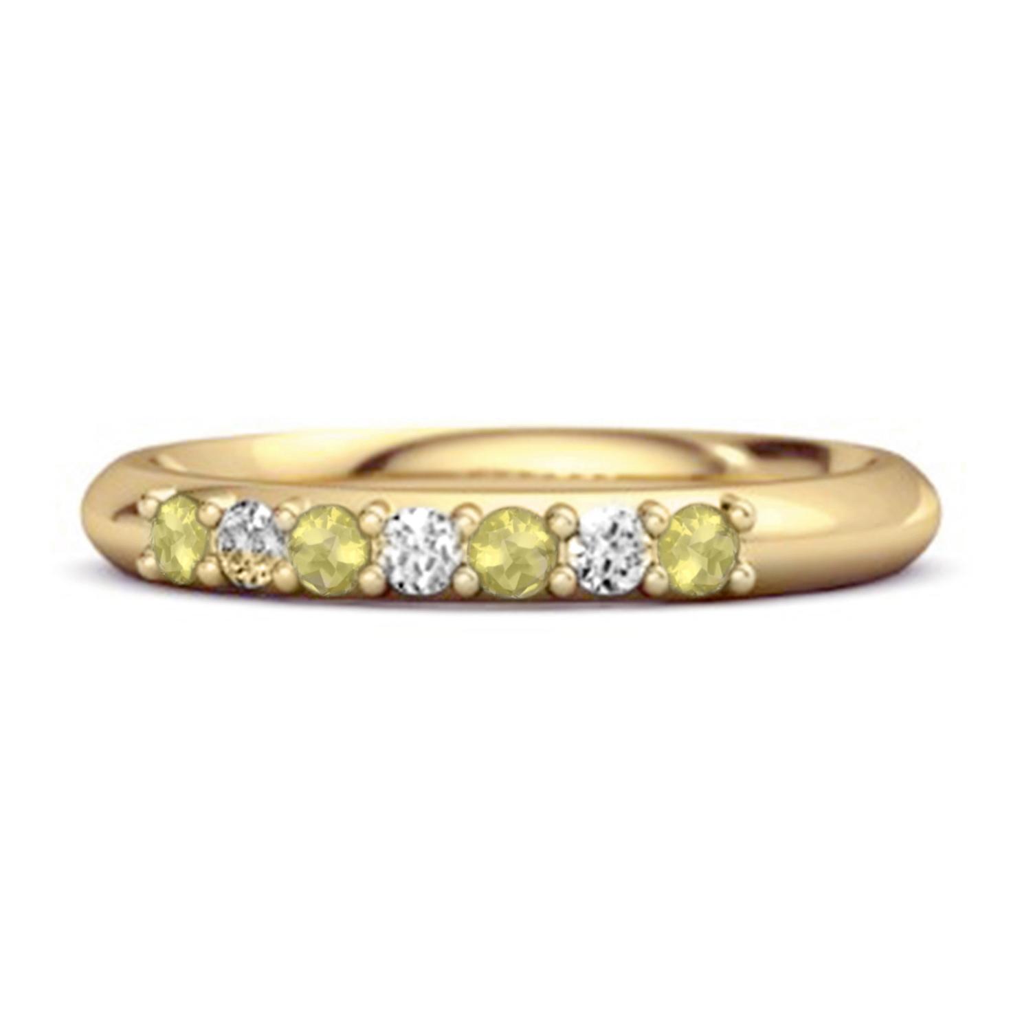 Lemon Quartz Eternity Stackable Ring -925 Sterling Silver Gold Vermeil 12 золотой/жёлтый