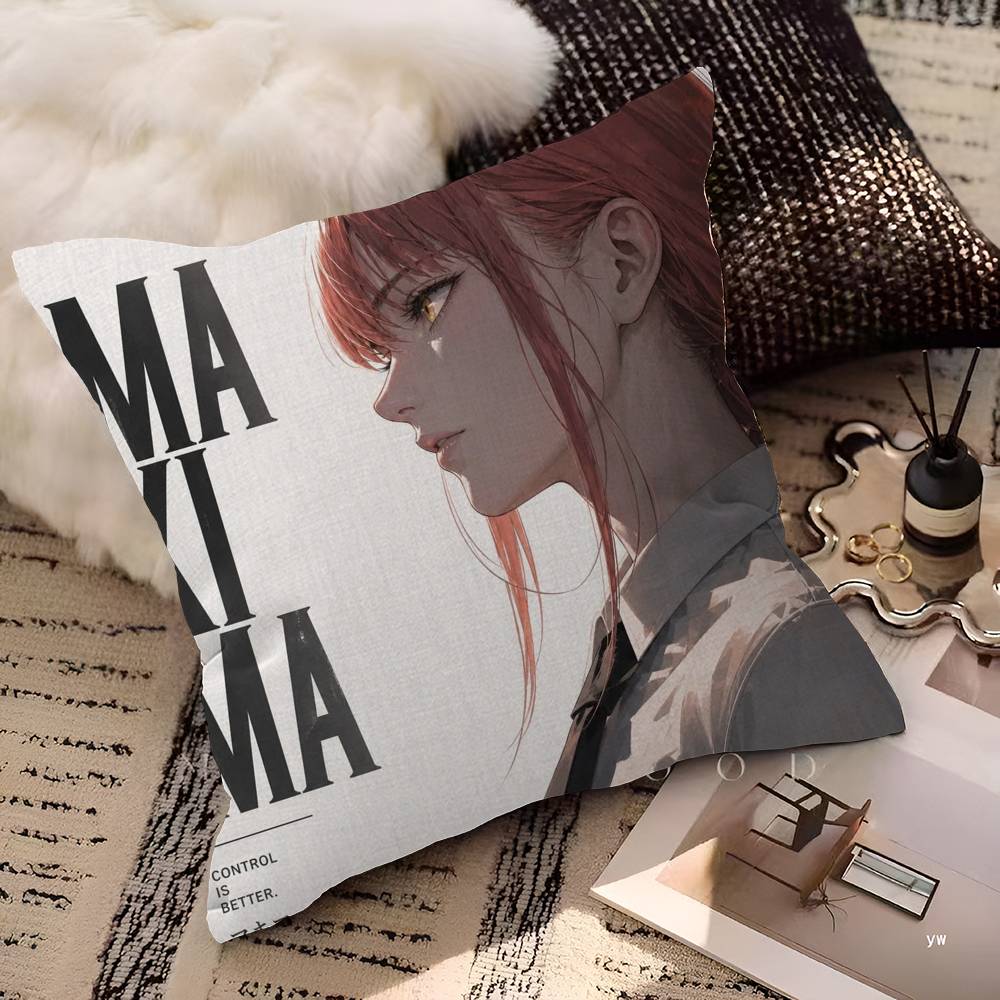 Anime M-Makima Chainsaw Man Cushion Cover Inches Farmhouse Decor Home Throw Pillow Covers for Couch Decorations