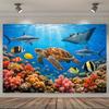 Underwater World Sea Turtle Shark Coral Photography Backdrop Ocean Marine Animal Kids Birthday Party Photo Background De