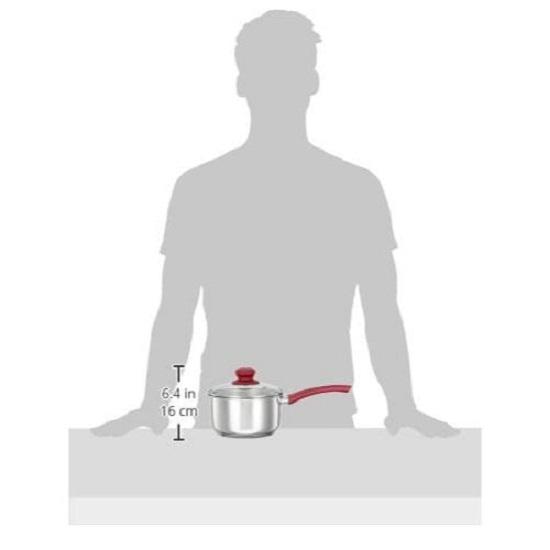 Stainless Steel Heavy Bottom Sauce Pan with Glass Lid|Three Layer Impact Forged Bottom for Durability|Premium Look with Soft Touch Handles&Knob