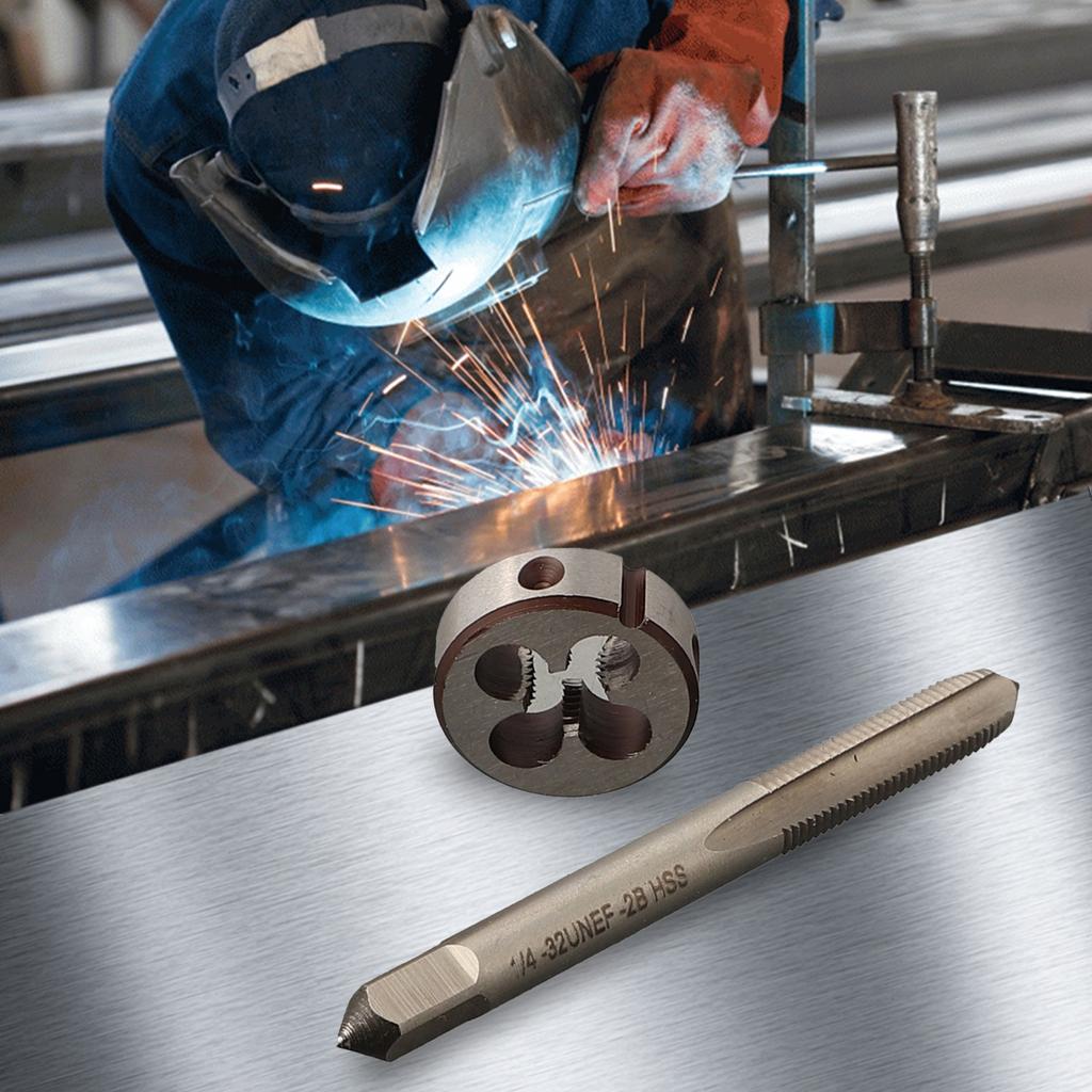 1/4"-32 UNEF Gjengetapp- og gjengesnittsett HSS Gjengebor med rundt gjengesnitt Høyrehånds