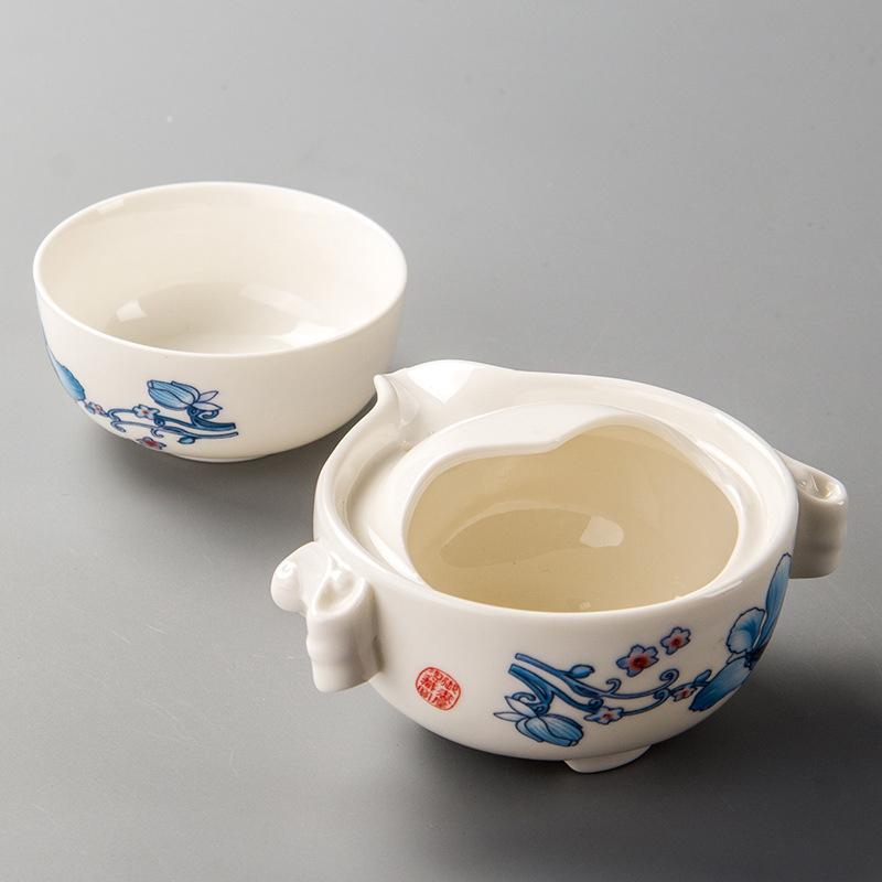 Cestovní čajový set v různých stylech, vysoké kvality, krásný a elegantní Gaiwan, čajová konvička a šálky, porcelánový čajový set, 1 čajová konvička, 1 čajový šálek