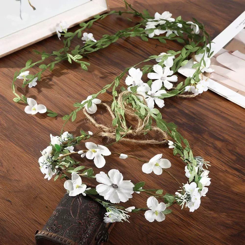 Simulation Flower Floral Garland White Bridal Crown Fairy Flower Headband Wedding Party