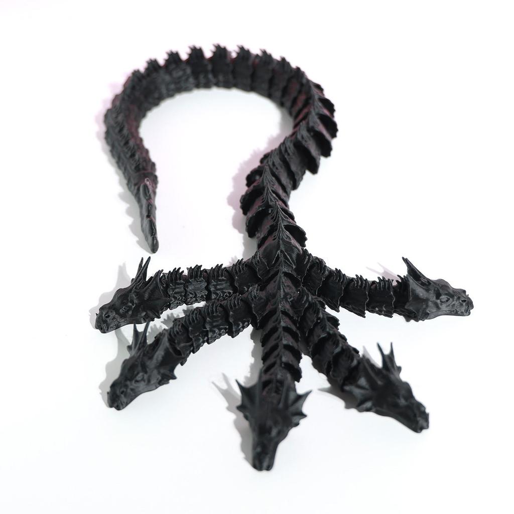 3D Printed Five-Headed Snake Dragon Ornament - Integrated Joint Movable Decoration For Home And Office