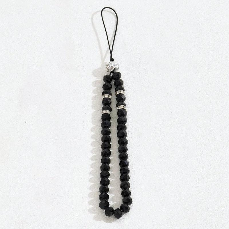 Crystal Beads Phone Charm Phone Lanyard Strap Hand Wrist Lanyard Strap Ladies Anti-Lost Beaded Wrist Band Lanyard Accessories artificial crystal
