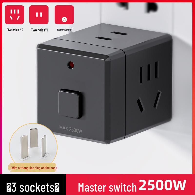 Multi-Functional Wireless Rubik's Cube USB Plug with Power Switch and Outlet Strip