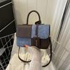 Popular fashion splicing handbag 2025 commuter shoulder messenger bag small square bag