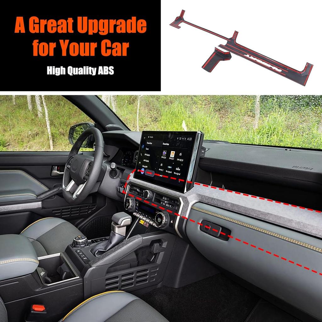 Center Console Screen Frame Cover Trim Compatible with Toyota Tacoma 2024 2025 14.3IN Screen Version, Car Interior Decoration Accessories (Carbon