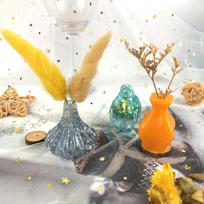 Formă pentru ghivece din silicon Forme pentru beton pentru bricolaj Matriză pentru borcane cu forme multiple Decorare pentru birou pentru grădină Forme mici pentru vaze din silicon