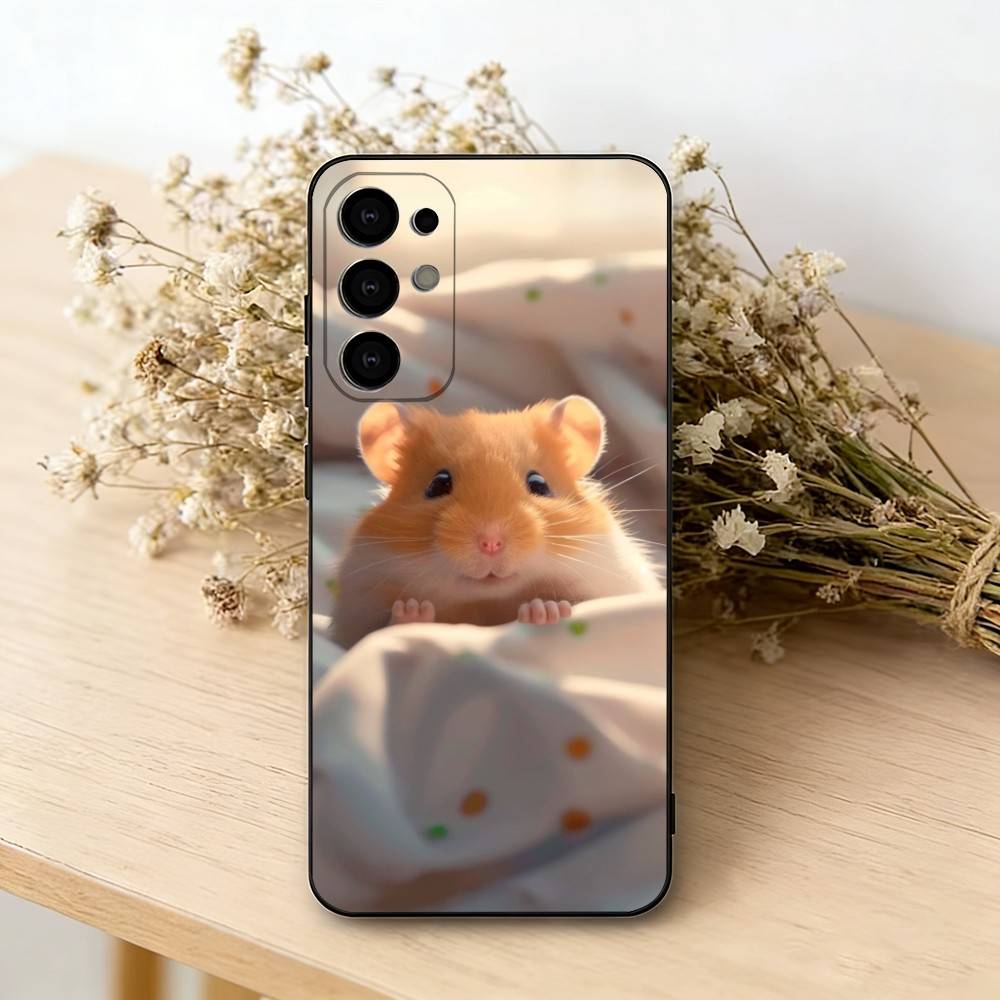 Cute Animal fluffy Hamsters  Phone Case For Samsung S25,S24,S21,S22,S23,S30,Ultra,S20,Plus,Fe,Soft Silicone Black Cover