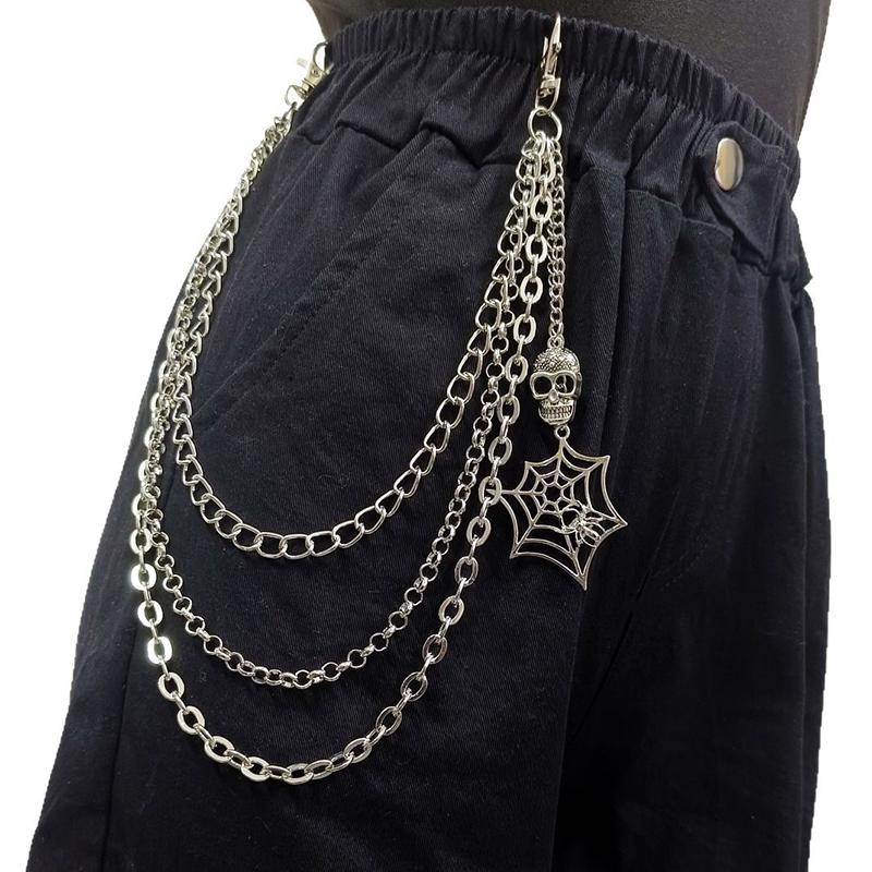 

Панк Металл Паутина Скелет Подвеска Поясная Цепь Многослойная Джинсовая Цепь Хип-Хоп Цепь для Брюк Аксессуары для Одежды Подарки A1