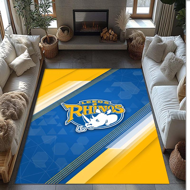 Leeds Rhinos Crystal Velvet Carpet Soft Anti?Slip Floor Mat Comfortable Home Living Room Bedroom Decor Rug