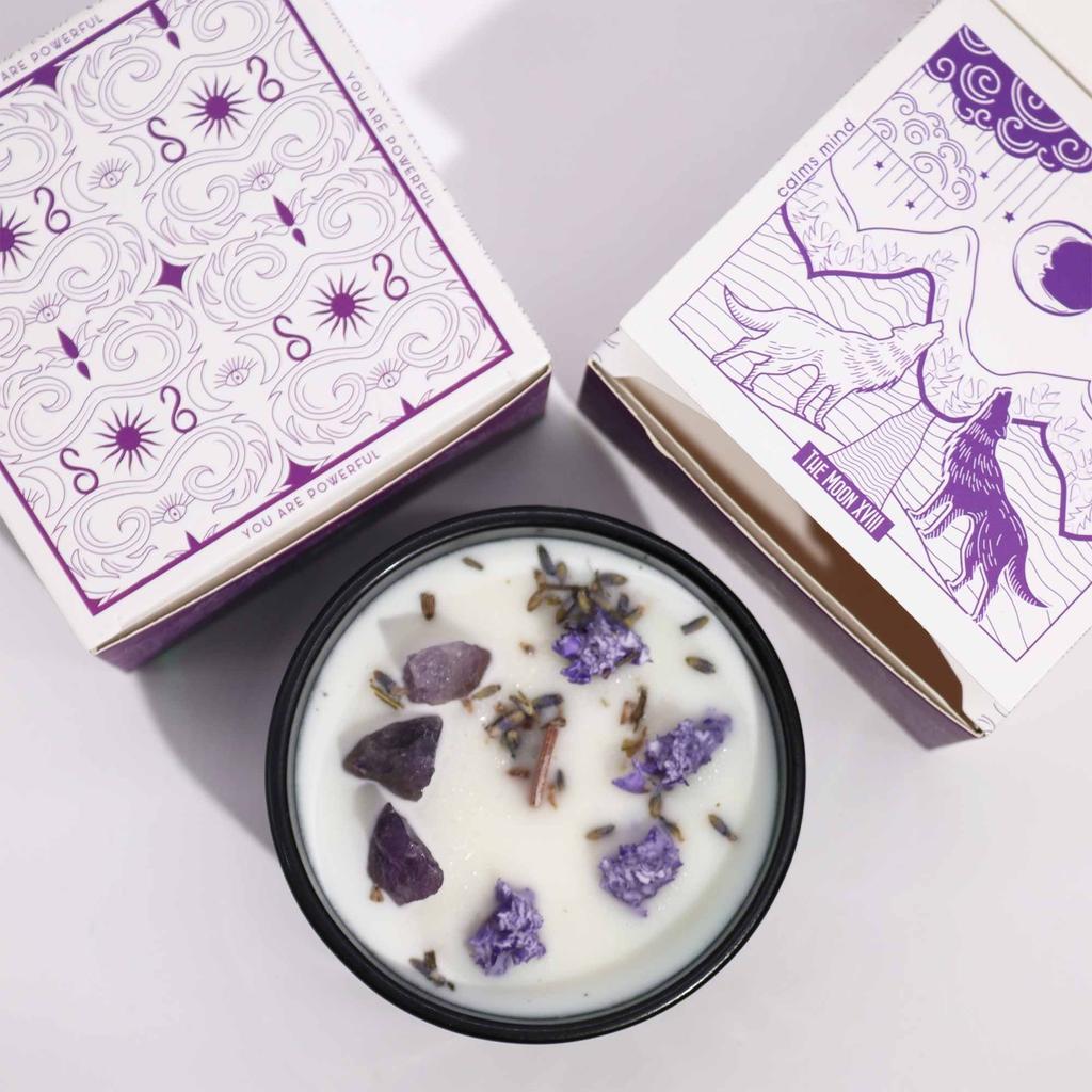 Amethyst Crystal Candle, The Moon Tarot Card