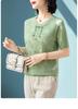 2026 Ice Silk Short-Sleeve Top: Fashionable Summer Blouse for Middle-Aged and Elderly Women