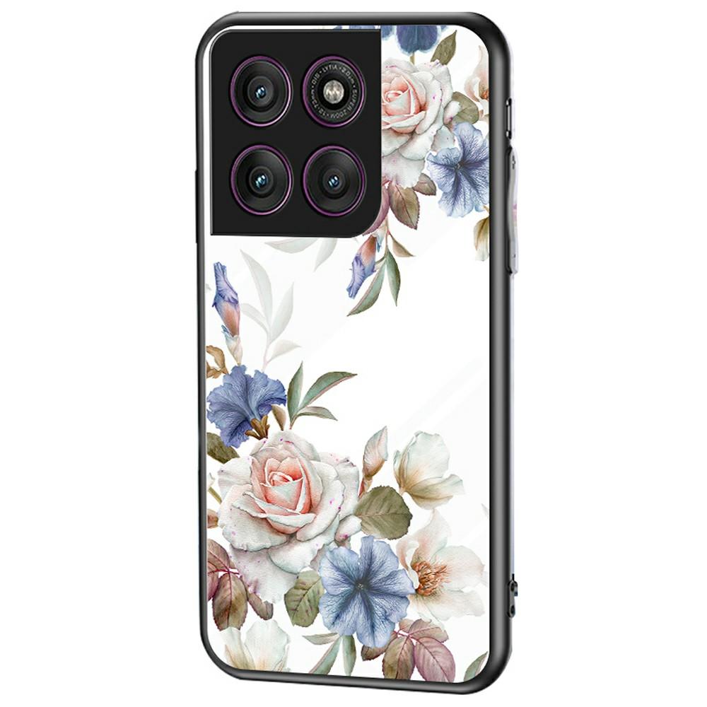 Für Motorola Edge 60 Pro 5G Hülle Blumenmuster TPU+Gehärtetes Glas Schutzhülle