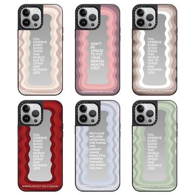 Wave Mirror Phone Case for Apple iPhone16promax-Soft Silicone Shatter-Resistant Mirror Phone Cover for iPhone 16/15/14/13/12/11/Pro/Promax/Plus