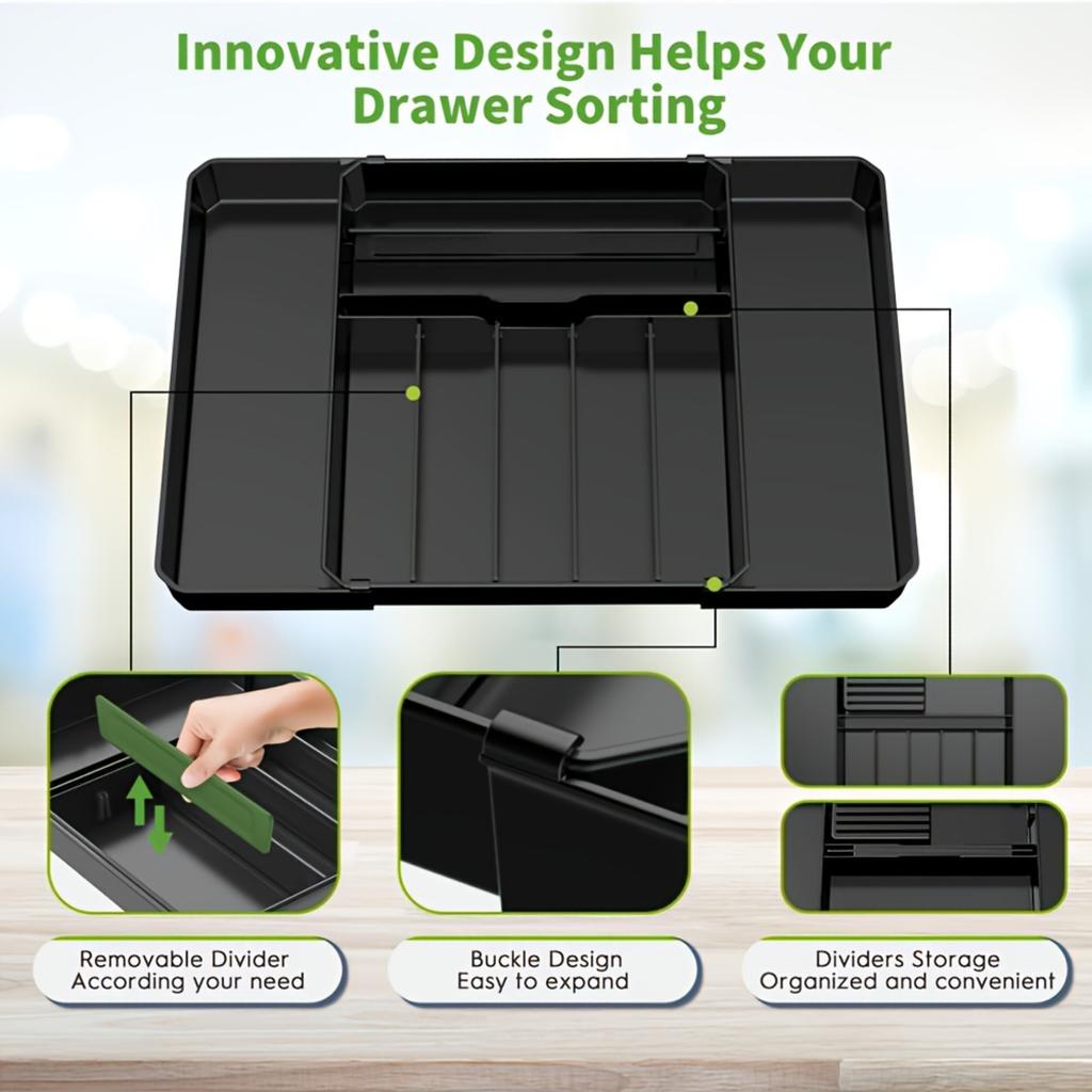 1pc Silverware Drawer Organizer, Expandable Kitchen Utensil Organizer, Larger Capacity Flatware And Cutlery Tray, Multi-Purpose