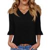 Women's Casual 3/4 Sleeve Tops V-Neck   T-Shirt  Tops