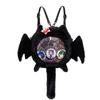 Gothic Bat Wing Plush Cat Ita Bag, Black Fuzzy Crossbody Backpack with Clear Window, Kawaii Dark Lolita Shoulder Bag